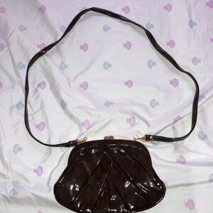 Pink stix Dark Brown (maybe Leather) Clutch purse